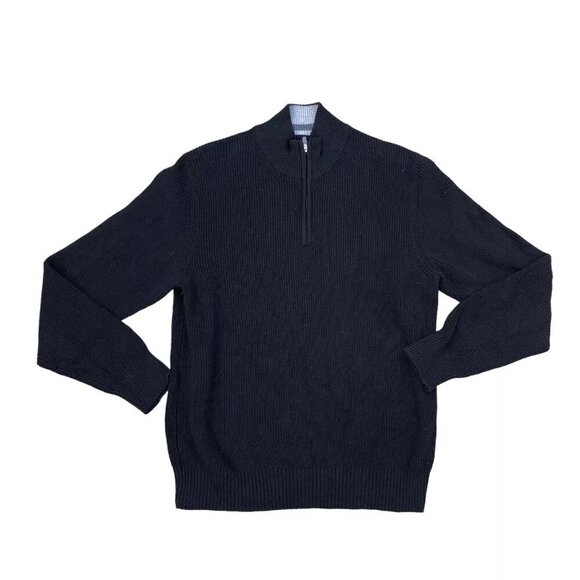 IZOD Other - IZOD Ribbed Knit 1/4 Zip Sweater Men's MEDIUM Black Pullover Sweatshirt​​​